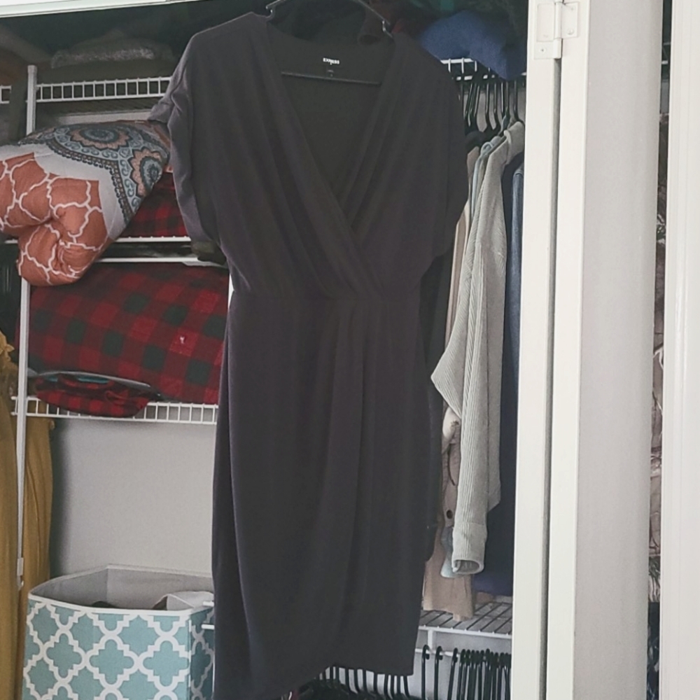 Express Charcoal Grey Wrap Dress